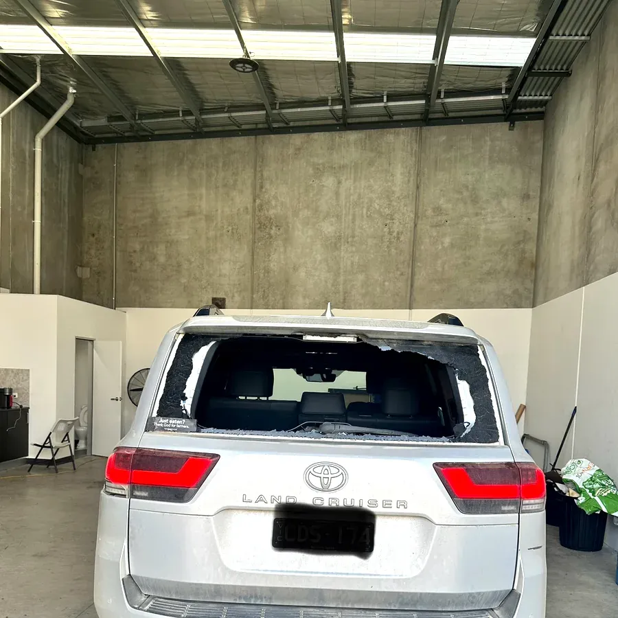 Rear window replacement on a large four wheel drive